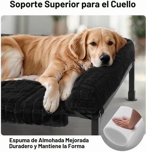 Vista 2 de Veehoo Cama Elevada para Perros de Tamaño Grande con Cojín Reforzado de Felpa Esponjosa, Cama Sofá Ortopédica Lavable para Perros, Catre Elevado