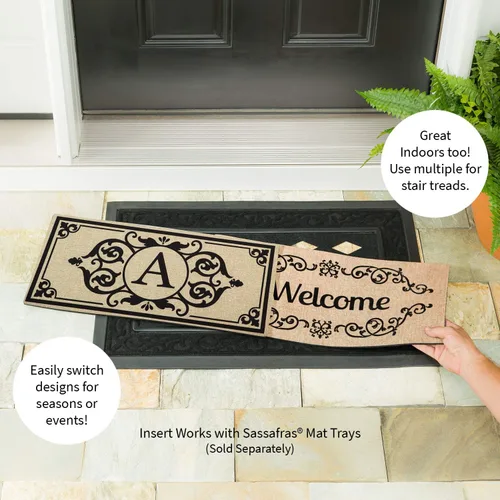 Vista 3 de Evergreen Flag Cambridge Monogram Letra A Burlap Sassafras Switch Mat 22" x 10