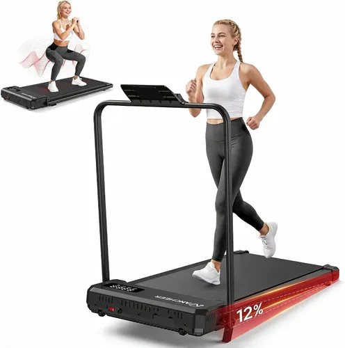 Vista 10 de ANCHEER Almohadilla para caminar con inclinación - Cinta de correr para debajo del escritorio con barra de mango Nnegro