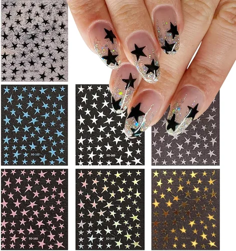 Vista 15 de 12 hojas de calcomanías de uñas doradas, calcomanías de uñas autoadhesivas 3D de metal con diseño de rayas geométricas onduladas, diseños de arte