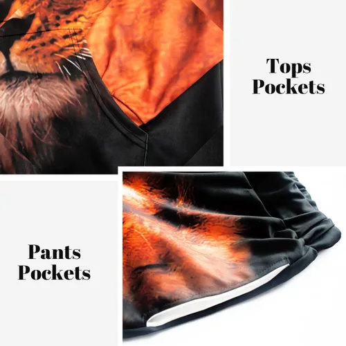 Vista 4 de Lion King - Conjunto de sudadera con capucha para hombre con estampado 3D para hombres grandes y altos, 2 piezas