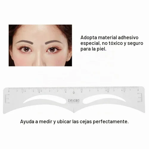 Vista 4 de 50 calcomanías desechables para reglas de cejas, plantillas de herramientas de medición de cejas para microblading, modelado y simetría, guía