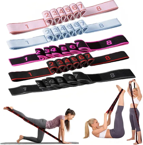 Vista 14 de Bandas de resistencia de fitness para estiramiento y yoga, banda de resistencia elástica numérica con marcas, banda de resistencia numerada bandas