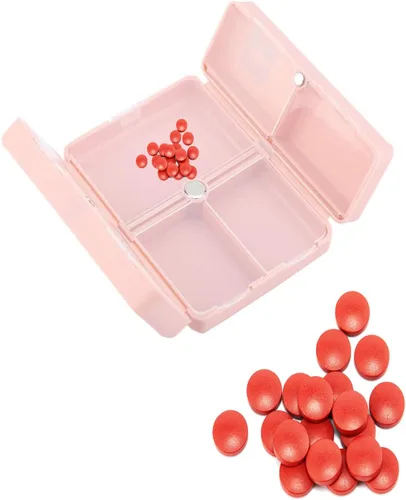 Vista 3 de Pastillero de viaje para bolso, 7 compartimentos, pastillero de viaje portátil, organizador de píldoras con diseño magnético único, organizador