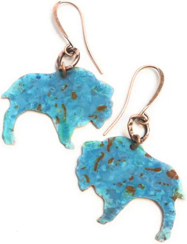 Vista 7 de Boho Turquoise Rust Patina Buffalo Earrings Copper Jewelry Gift Ideas for Women