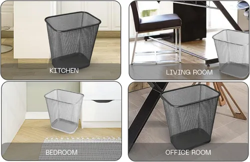Vista 7 de Ybmhome Papelera de malla de acero rectangular con parte superior abierta para oficina y hogar 8x12x12 Pulgadas 1042s (1, Plata)