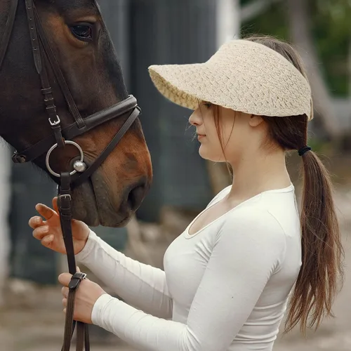 Vista 3 de Visera de ala ancha plegable para mujer, visera de paja para golf
