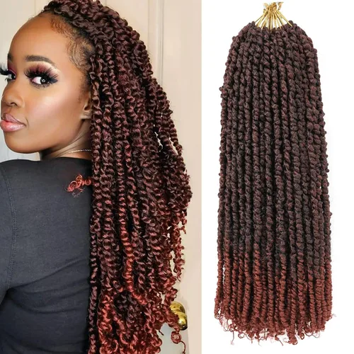 Vista 19 de Leeven Cabello rubio degradado de 14 pulgadas, pretrenzado y trenzado de pasión, 8 paquetes de extensiones de cabello sintético bohemio para mujeres