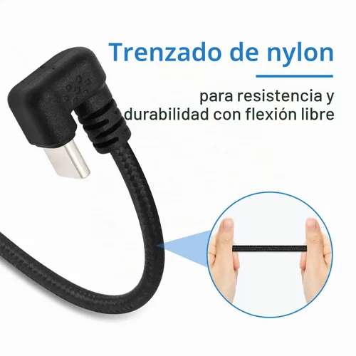 Vista 6 de Poyiccot Cable USB tipo C 3A de carga rápida, cable USB C de 180 grados, cable de carga USB C en forma de U, cable de transferencia