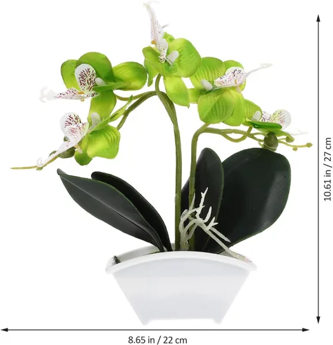 Vista 5 de ibasenice Orquídea falsa Mini Orquídeas Planta para Decoración Planta Artificial de Seda Flor para Cocina