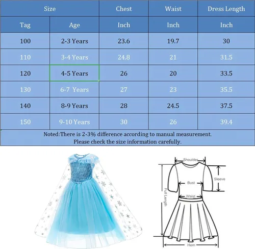 Vista 7 de Princess Costumes Birthday Party Dress Up for Little Girls with WigCrownMaceGloves Accessories 3-10 Years