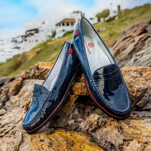 Vista 2 de Mocasines Penny de piel auténtica cómodos sin cordones para mujer