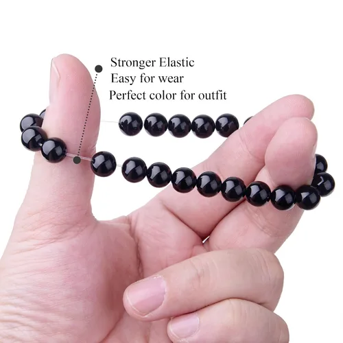 Vista 4 de Pulsera elástica de cuentas de cristal curativo de 8mm.