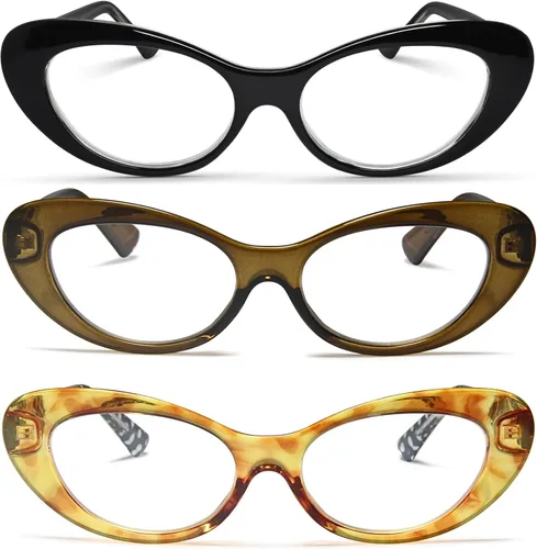 Vista 17 de 2SeeLife Gafas de lectura de ojo de gato de gran tamaño para mujer, ajuste mediano-grande, marco resistente, bisagras de resorte, lectores de ojo