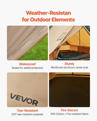 Vista 5 de VEVOR Tienda Caliente, Tiendas de Campaña Tipi Calientes con Toma para Estufa, Tiendas de Campaña Portátiles de Invierno con Faldón para Nieve