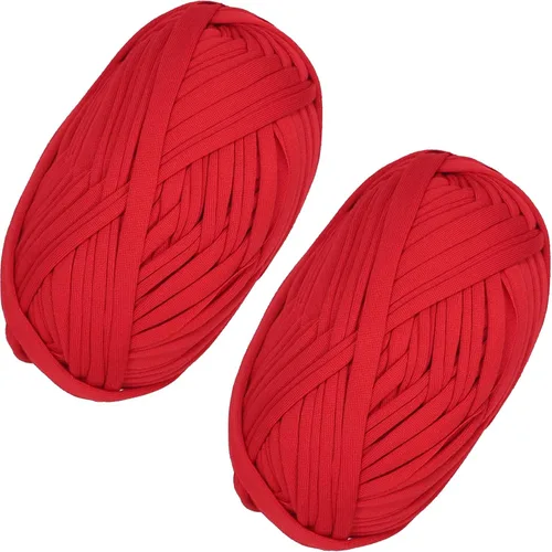 Vista 46 de 2 piezas de tela elástica para camisetas, hilo de crochet para tejer DIY, hilo de punto grueso tipo espagueti para proyectos de bolsos, mantas Aqua