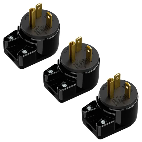 Vista 7 de Enchufe de CA macho de 3 clavijas de EE. UU., ángulo recto, ETL Nema 5-20P, 3 polos rewirable, 20A 125V USA 3Pin Conector de CA, enchufe giratorio