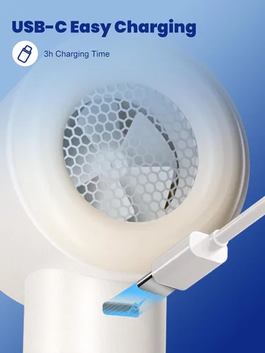 Vista 7 de Ventilador turbo portátil de mano con enfriador de hielo, ventilador personal recargable de velocidad (1-100), potente ventilador máximo de 15000