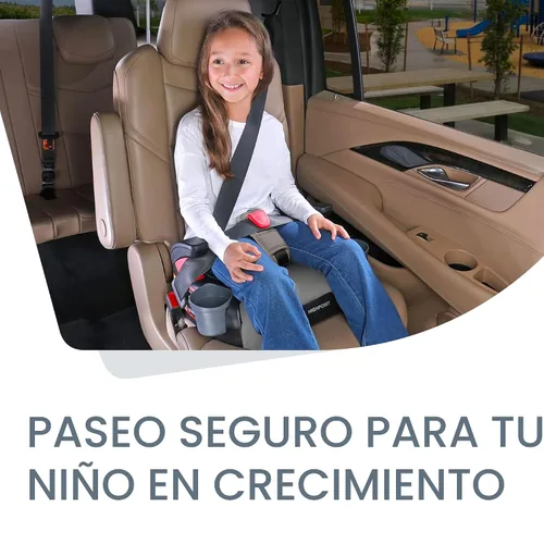 Vista 9 de Britax Highpoint - Asiento elevador de posicionamiento con cinturón y sin espaldar, SafeWash, gris ombré