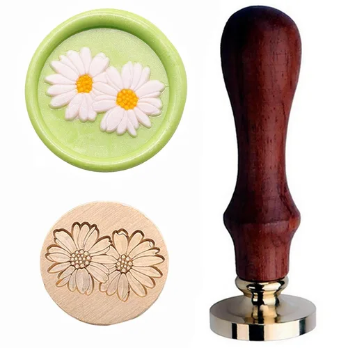 Vista 2 de JUPPE Juego de 6 sellos de cera de la serie de flores, sello de cera de flores, cera para plantas, hojas, boda, fiesta de cumpleaños, invitación