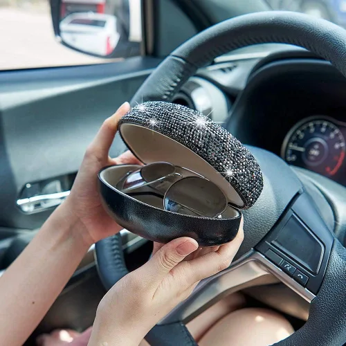Vista 3 de XianghuangTechnology - Funda rígida para gafas de sol con cristales brillantes