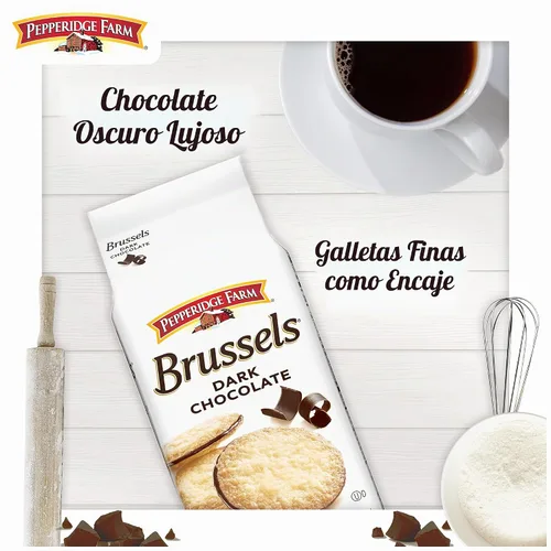 Vista 5 de Pepperidge Farm Galletas de chocolate oscuro de Bruselas, 15 Galletas de encaje, bolsa de 5.25 oz