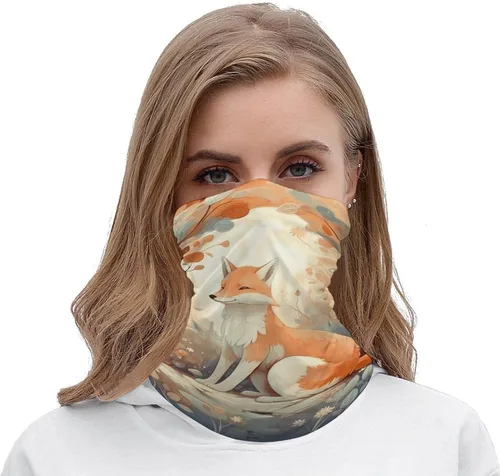 Vista 5 de Little Fox Neck Gaiter for Men Women Upf 50+ Sun Protection Balaclava Face Mask Cover Moisture Wicking & Quick Dry Neckerchief Seamless Ski Mask