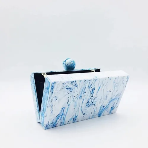 Vista 4 de ZLXDP - Cartera de mujer con cabeza de bola de acrílico, bolsa de noche con impresión de tinta, bolso de mano para fiesta, graduación, bolsos