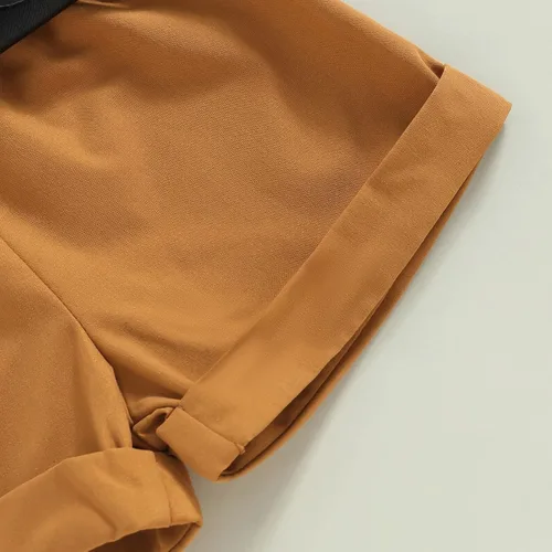 Vista 18 de Adobabirl Conjunto de ropa de verano para niña pequeña, sin mangas, acanalada, top halter y pantalones cortos, ropa de moda para niños con cinturón