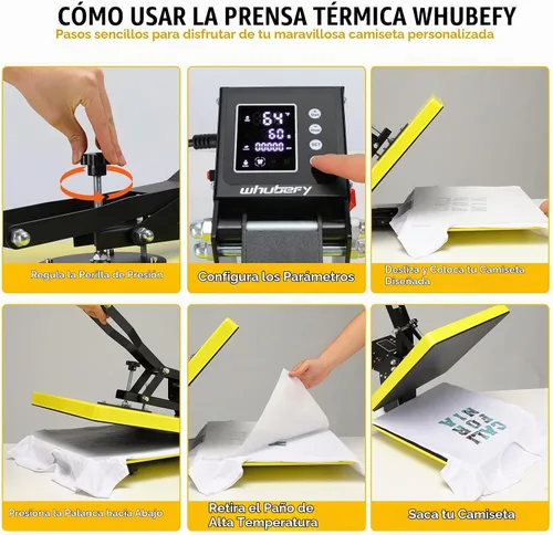 Vista 7 de Whubefy Prensa térmica de 15 x 15 pulgadas, máquina de prensa deslizante para camisetas con 3 modos preestablecidos, calentamiento rápido de doble
