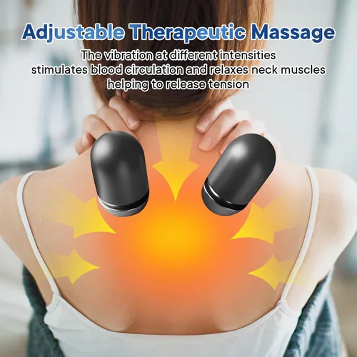 Vista 2 de Almohada masajeadora de cuello recargable 3 en 1 con calor, vibración y tracción, alivio del dolor de tejido profundo, corrector de joroba cervical