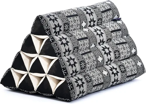 Vista 9 de Leewadee Cojín Thai Triangle – Cómodo respaldo para TV o lectura, almohada de cuña – Relleno natural ecológico Kapok 20 x 13 x 13 pulgadas, negro