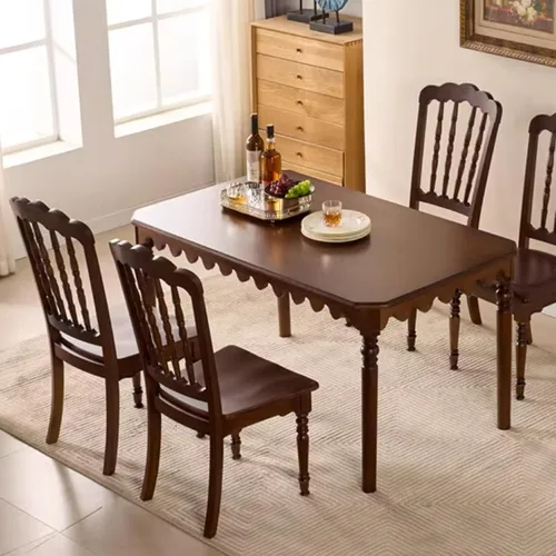 Vista 7 de Wooden Dining Chairs Set of 4 Upholstered Kitchen Chair with Slatted Backrest, Classic Armless Dining Chair for Restaurants/Kitchens(Fabric Cushion