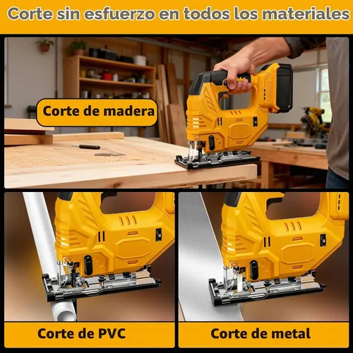 Vista 5 de Sierra de calar sin escobillas compatible con batería Dewalt de 20 V (sin batería), rompecabezas inalámbrico con bolsa de herramientas, velocidad