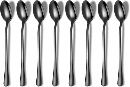 Vista 9 de Cucharas de helado y cóctel de acero inoxidable prémium - Juego de 8 (plateado)