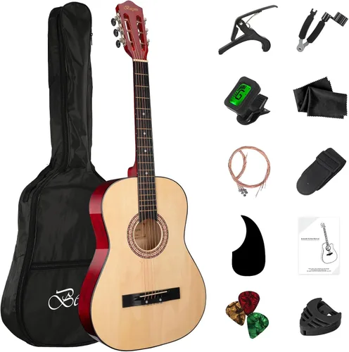 Vista 15 de Guitarra Acústica Negra para Principiantes de 30 pulgadas, Paquete de Inicio, Guitarra para Estudiantes/Niños con Funda, Correa, 2 Púas, Cuerdas