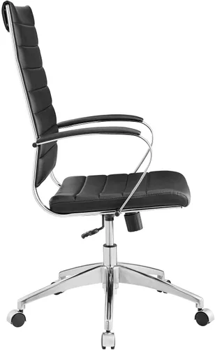 Vista 5 de LexMod Jive silla de oficina ejecutiva acanalada respaldo alto, Vinilo, Negro