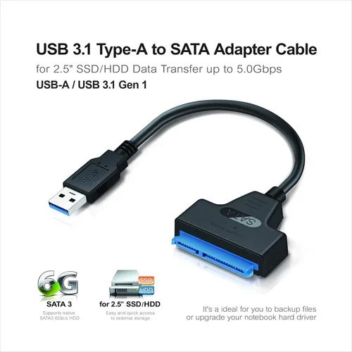 Vista 3 de Mediasonic Cable SATA a USB – USB 3.0 / USB 3.1 Gen 1 a 2.5 pulgadas SATA SSD/Cable adaptador de disco duro