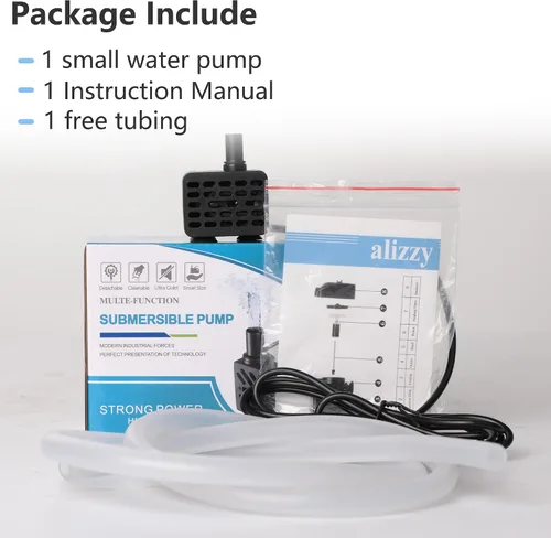 Vista 9 de alizzy - Bomba de agua pequeña USB DC 5 V 50 GPH (180 L/H) 3 W con tubo y flujo ajustable para fuente de mesa, baño de pájaros, fuente de gato