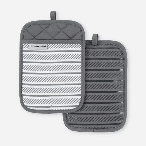 Vista 7 de KitchenAid Albany - Juego de 2 soportes para ollas, terciopelo azul, 7 x 10 pulgadas