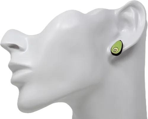 Vista 3 de Pendientes Avocuddles de Aguacate Juego de joyas de pendientes de aguacates de madera pintadas a mano
