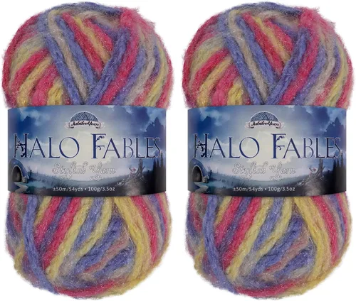 Vista 11 de JubileeYarn Halo Fables Yarn - 100g/Skein Bulky Polyester - North Wind Sun - 2 Skeins