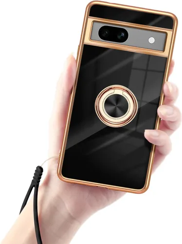 Vista 18 de Funda para Google Pixel 7 Pro para mujer, galvanoplastia, borde dorado, elegancia de lujo, parte inferior de un solo color, cubierta de protección