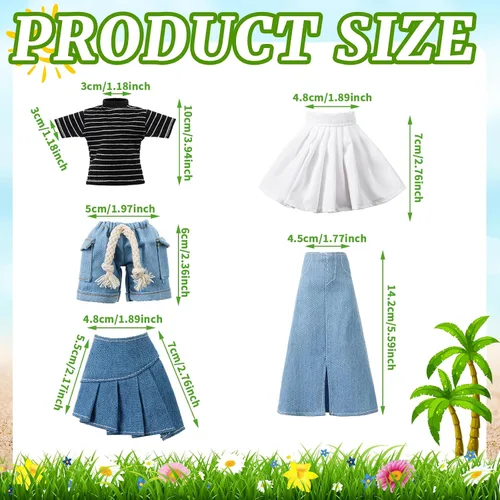 Vista 3 de 8 piezas de ropa de muñeca de Navidad para muñecas de 11.5 pulgadas, accesorios de muñeca, suéteres, pantalones de mezclilla, ropa regular de verano