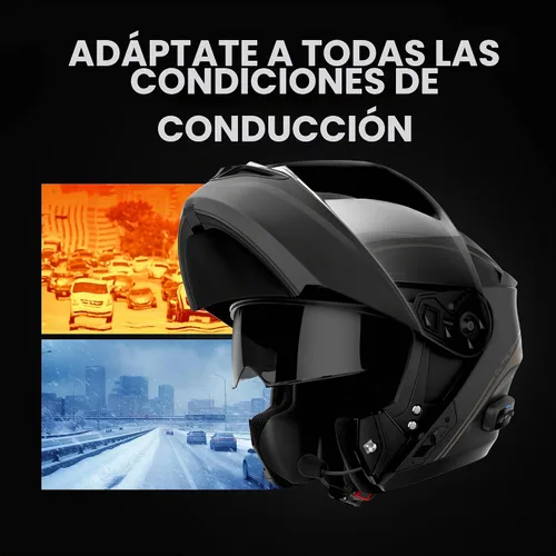 Vista 4 de Sena Outrush R - Casco modular de motocicleta Bluetooth con sistema de intercomunicación (blanco brillante, S)