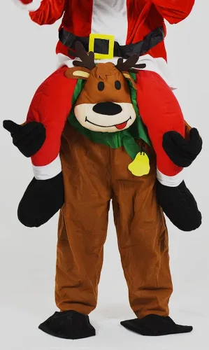 Vista 6 de JYZCOS Disfraz de reno de Papá Noel para adulto, disfraz de Navidad