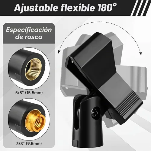 Vista 3 de Juego de clips de micrófono para soportes, 4 soportes ajustables