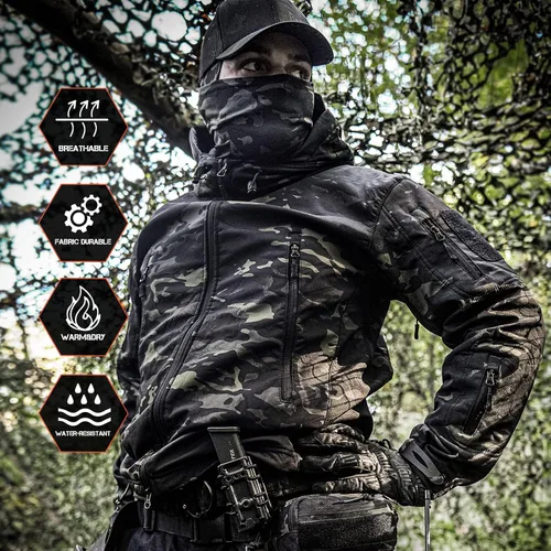 Vista 4 de Antartica - Chaqueta impermeable de estilo militar y camuflado para hombre