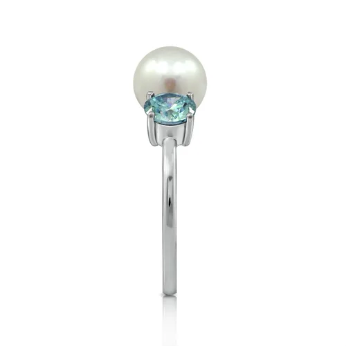 Vista 18 de Amazon Essentials Anillo de perlas de agua dulce con circonita cúbica de plata esterlina chapada en platino (anteriormente colección Amazon)