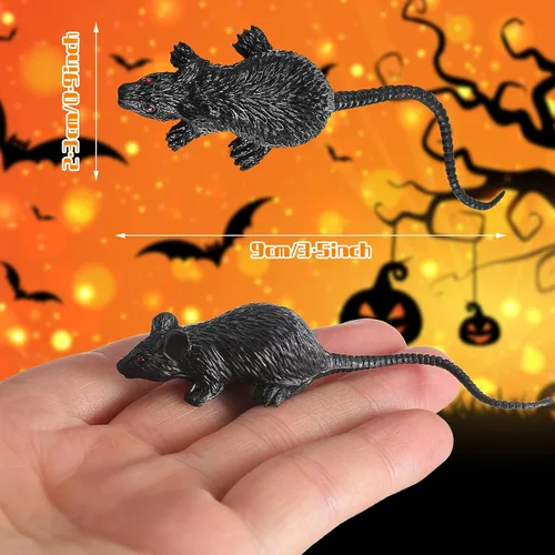 Vista 5 de Sumind 24 piezas de ratones de plástico para Halloween, ratones falsos de ratas falsas, ratones simulados, terror de ratón, rata falsa de juguete
